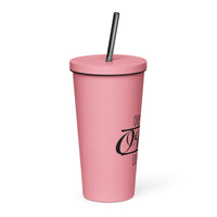 Insulated tumbler with a straw